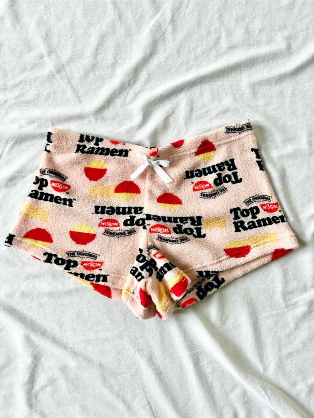 Nissin Top Ramen Logo Printed Fleece Sleep Shorts